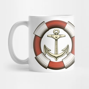 Anchor and Lifebuoy in retro style. Mug